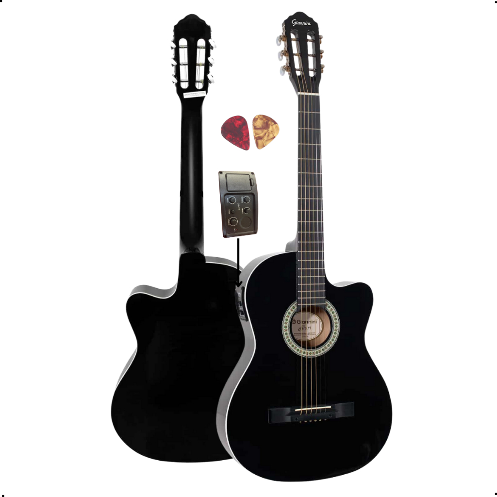 Violão Nylon Elétrico Giannini Start NF-14 CEQ BK Preto