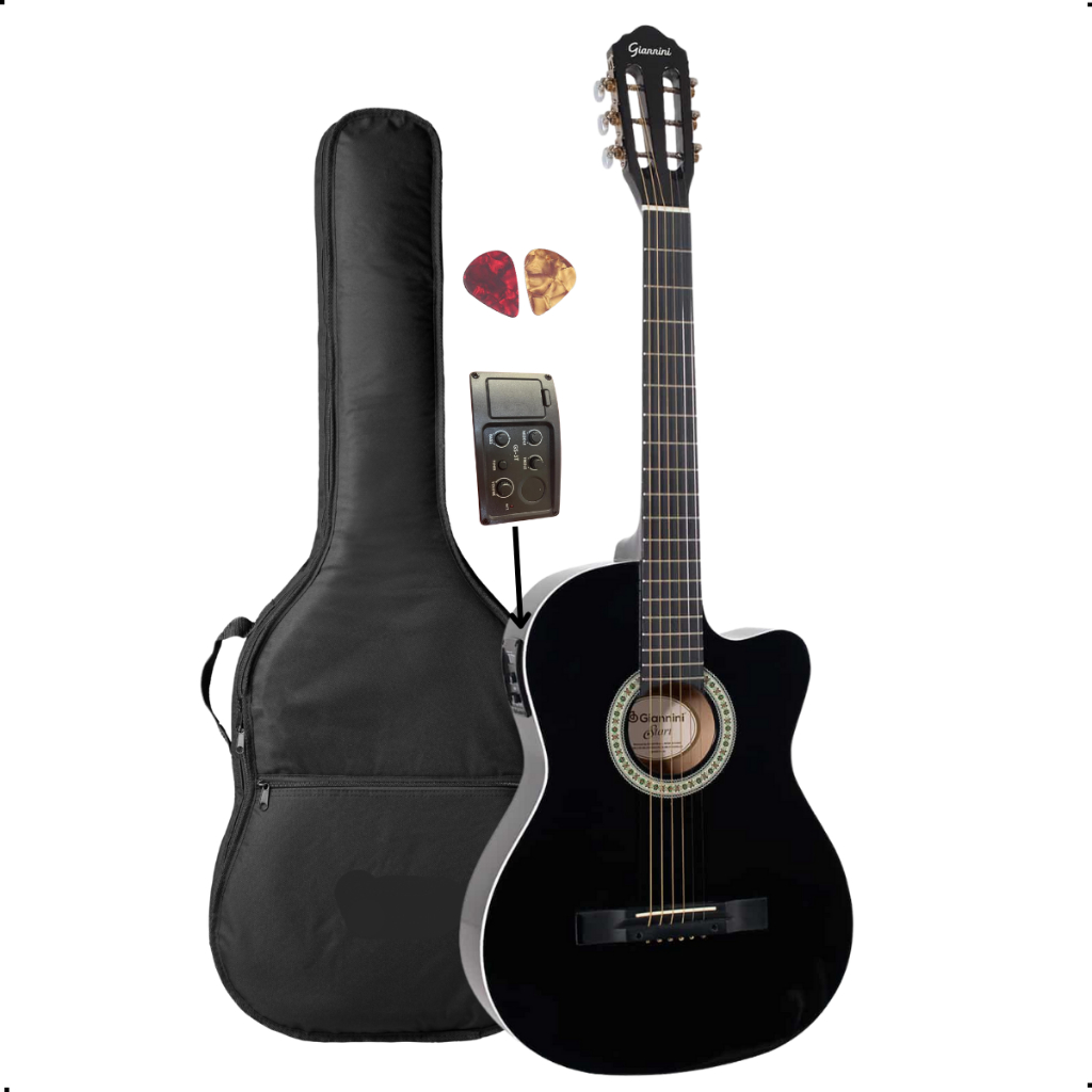 Violão Elétrico Nylon Giannini Start NF-14 CEQ BK preto com Capa
