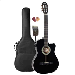 Violão Elétrico Nylon Giannini Start NF-14 CEQ BK preto com Capa
