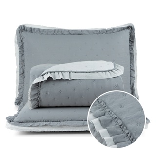 Cobre Leito 200 Fios Super Soft Dupla Face Casal / Queen / King 3 Peças Babadinho Colcha Alice em Oferta na Shopee