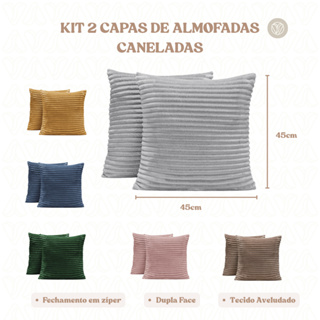 Kit 2 Capas 45cm x 45cm Almofadas Aveludadas Luxo em Pelucia Soft Decorativa com zíper em Oferta na Shopee