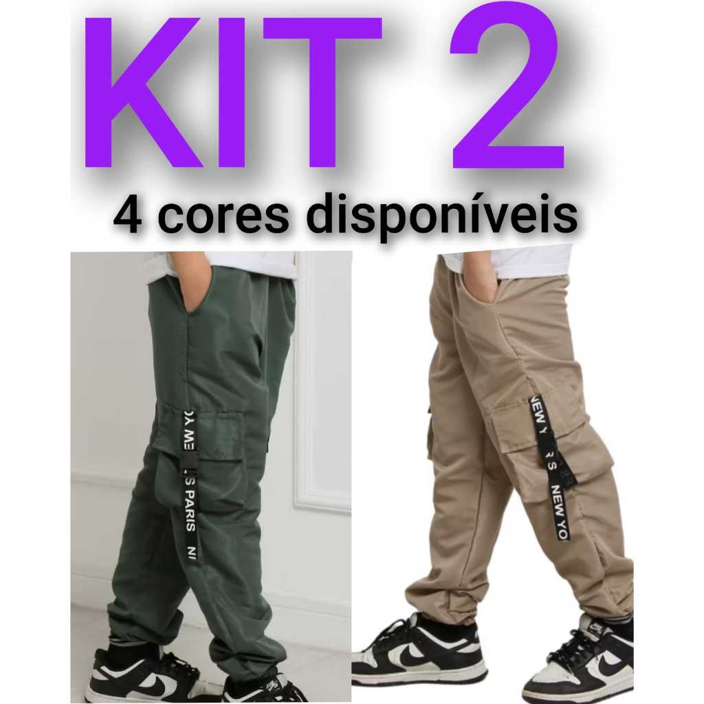 KIT 2 calça infantil menino tactel juvenil blogueirinho escola passeio jogger cargo KIT 2 calça infantil menino tactel juvenil blogueirinho escola passeio jogger cargo