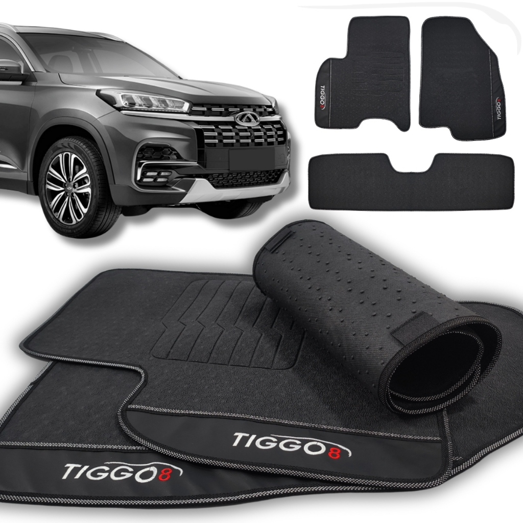 Kit Tapete Tiggo8 2020 21 22 2023 2024 2025 Impermeável Borracha Sob Medida Linha Premium Exclusiva