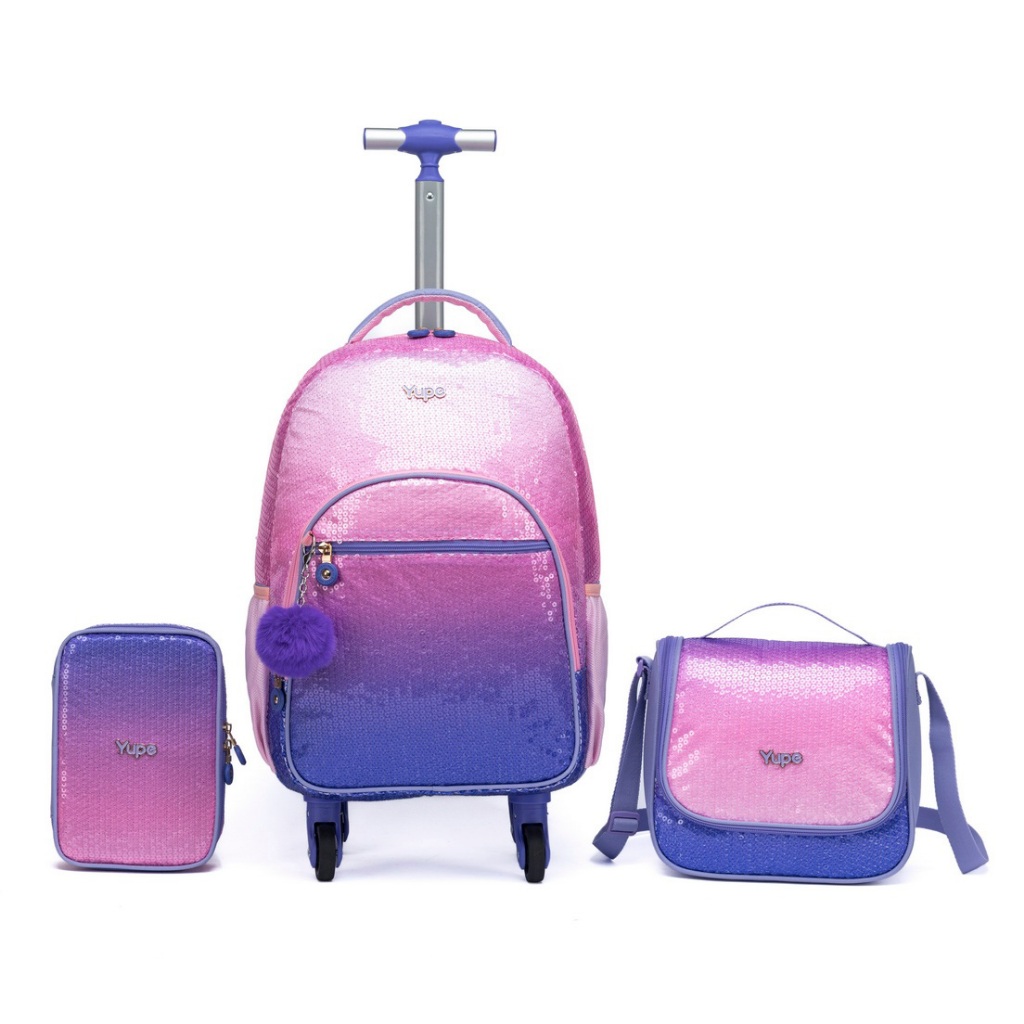Kit Mochila Yupe Rodinhas Lancheira Estojo Escolar Colorida em Oferta na Shopee