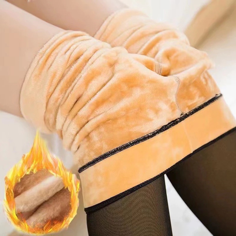 Meia-Calça Térmica Forrada Peluciada Translúcida de Lã Feminina Super Elástica Slim 220g em Oferta na Shopee