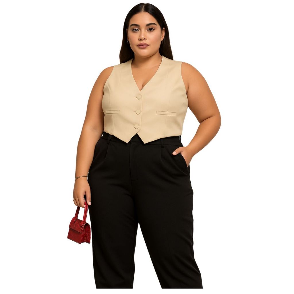 Colete Feminino Alfaiataria Blazer Social Moda Corselet Casual Com Botões De Trabalho Festa Social em Oferta na Shopee