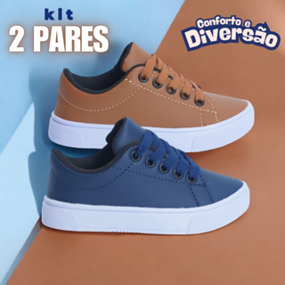 Kit 2 Pares Tênis Infantil Masculino Escolar Confortável Colegial com Solado Antiderrapante em Oferta na Shopee
