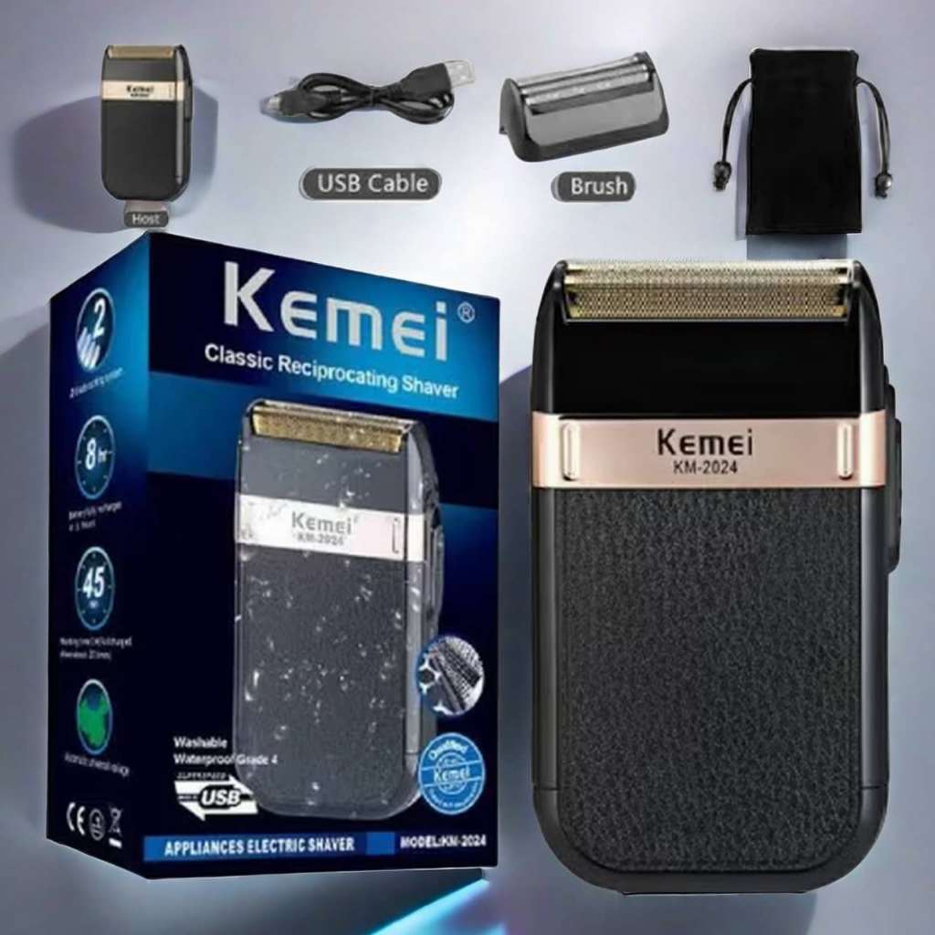 Maquina de barbear Barbeador elétrico sem fio recarregável Kemei Classic Shaver Km 2024 - Bivolt