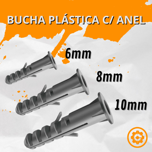 Bucha de Fixação Com Anel Aba - 6mm - 8mm - 10mm Escolha o Tamanho em Oferta na Shopee