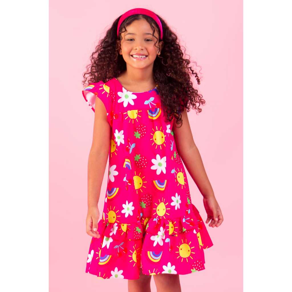 Vestido Lara Menina Modinha 01 a 14 Infantil e Juvenil Diversas Estampas