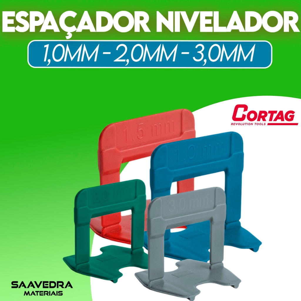 Espaçador Nivelador Eco 1 A 3mm Cortag Caixa 500 Pçs