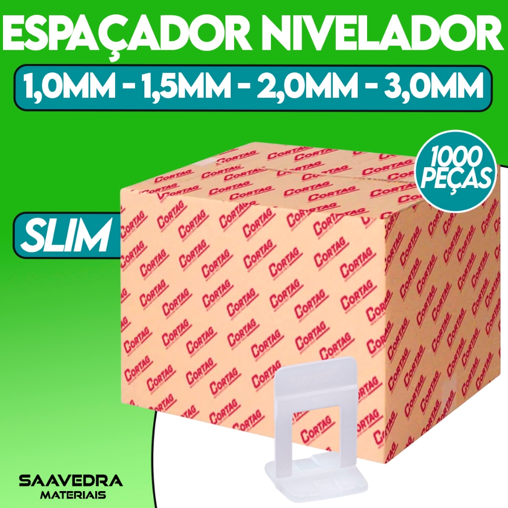 Kit com 1000 Espaçadores Nivelador Slim de 1,0mm a 3,0mm Cortag Original