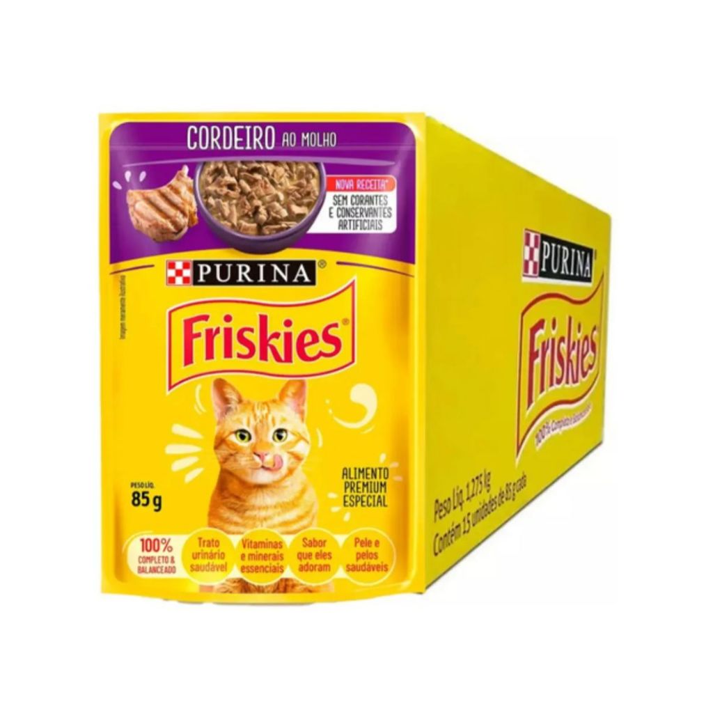 Kit 15un Friskies Sache Cordeiro Ao Molho 85gr Gato Purina