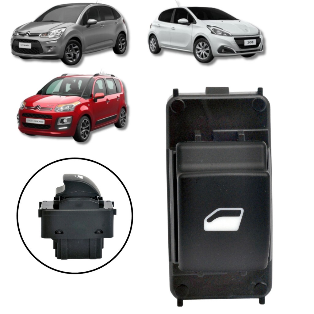 BOTÃO INTERRUPTOR VIDRO ELÉTRICO CITROEN C3 2012/ PEUGEOT 208 em Oferta na Shopee
