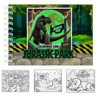 Livro de Colorir Jurassic Park Capa Dura 50 Páginas A5 180Grm + Acetato em Oferta na Shopee