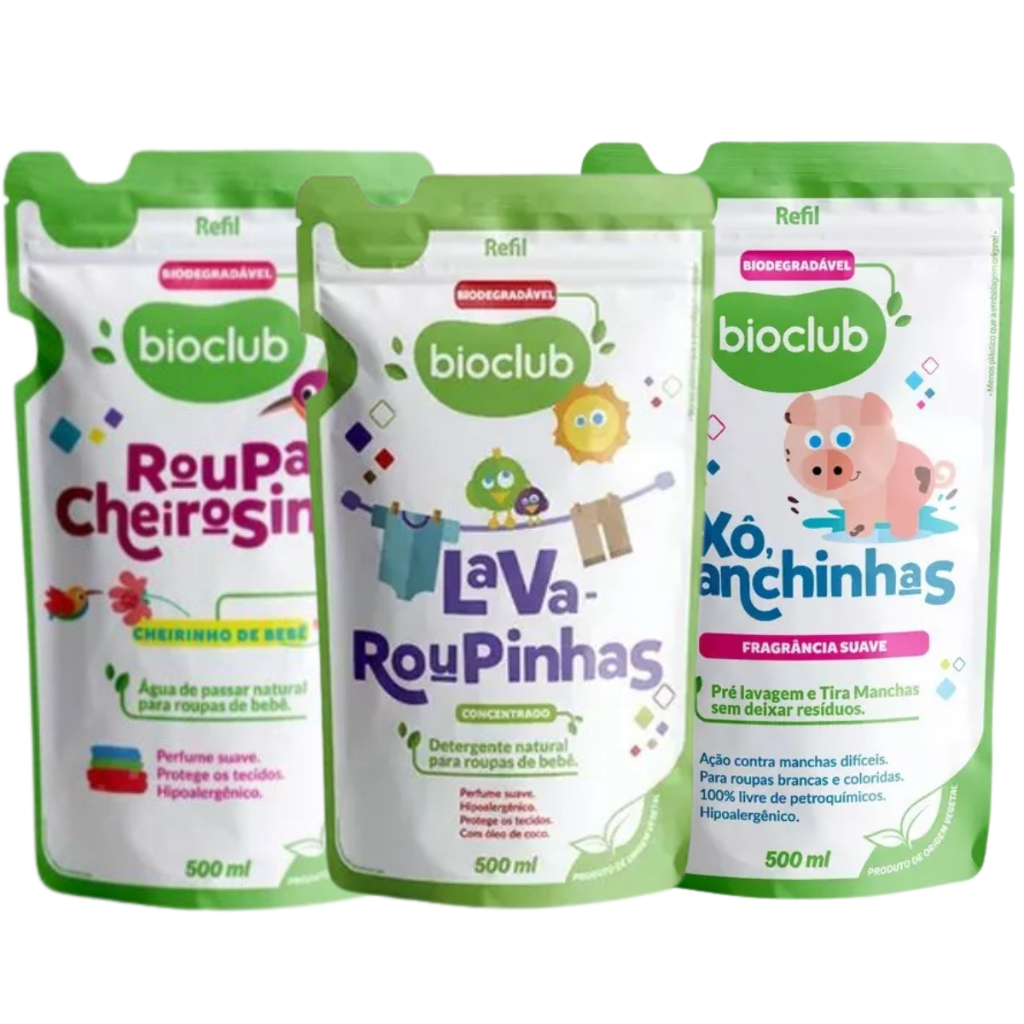 Kit Refils Lava Roupa + Tira Mancha + Água de passar Bioclub