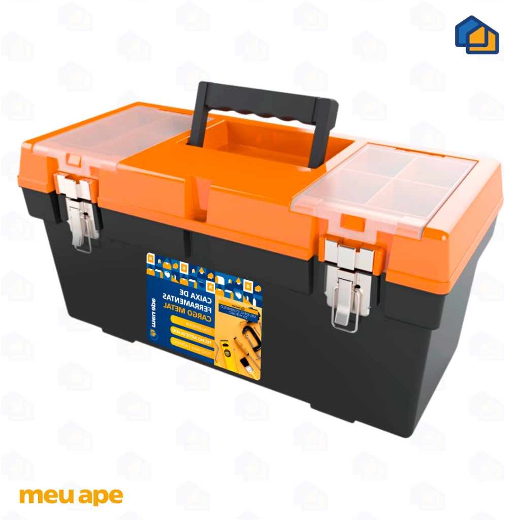 Caixa de Ferramentas Grande Reforçada Cargo 19.5" PP/Metal em Oferta na Shopee
