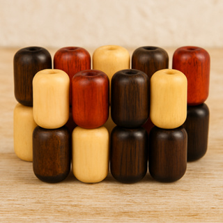 Contas de Madeira Baguete 23x32mm(Grande) | Kit c/ 50 Peças | Rústico, Artesanal e Versátil em Oferta na Shopee