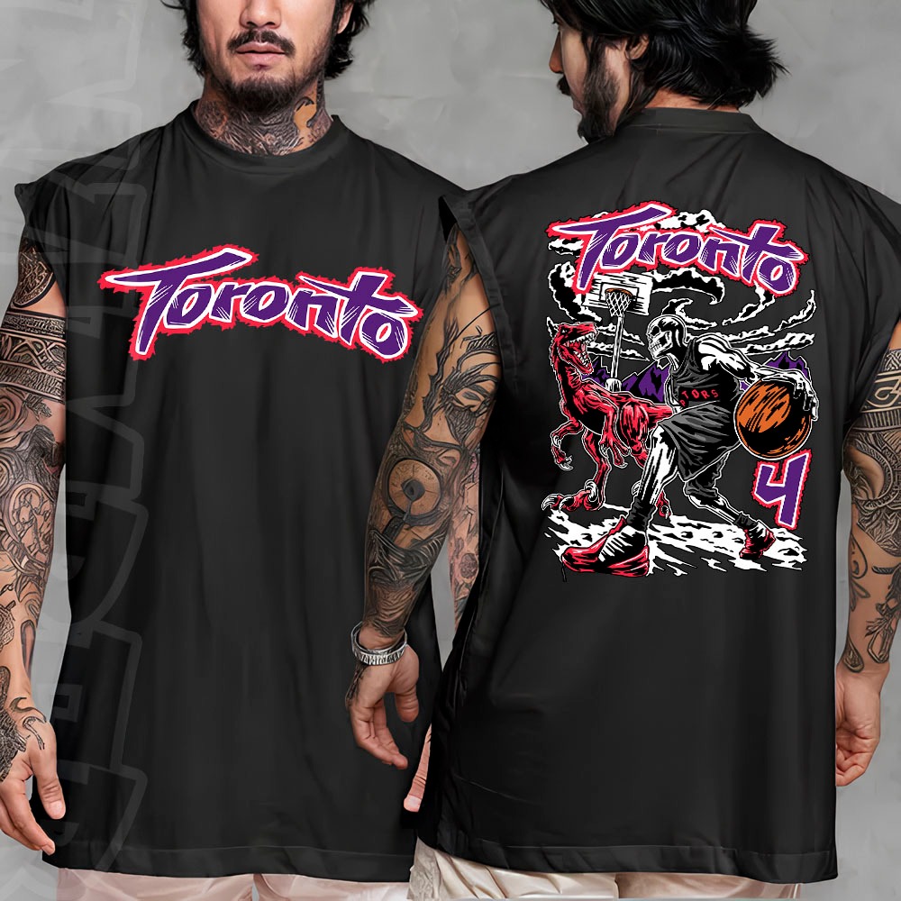 Camiseta regata machao oversized masculino basquete toronto raptors dinossauro Nb Longline algodao unissex