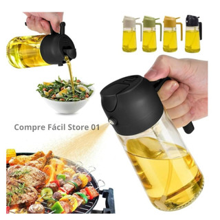 Kit 2 Azeiteiro Vinagreiro Spray De Vidro Com Botao + Bico Dosador + Tampa E Alca De Plastico 450ml