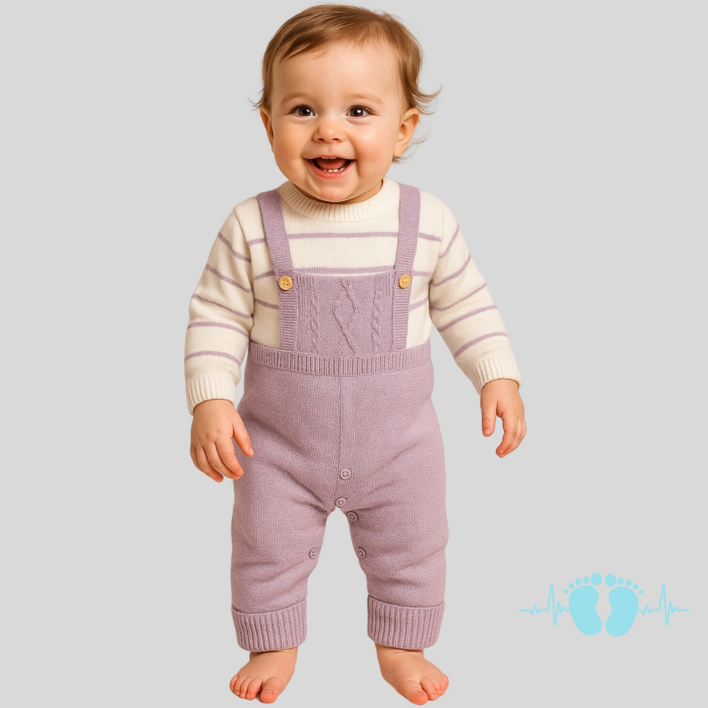 Macacão Tricô unissex Infantil bebe Listrado enxoval Maternidade recém nascido Floral