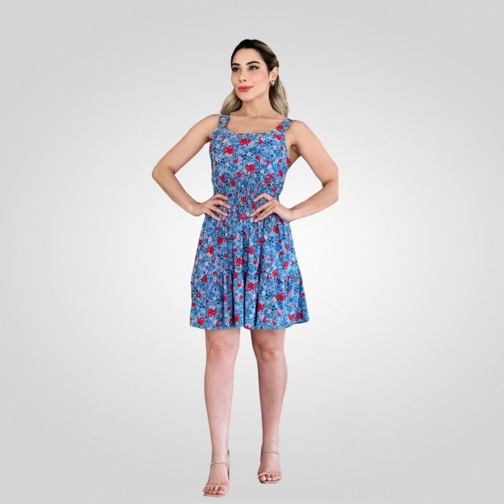 Vestido Regata Com Elastex Na Cintura Liganete Estampa Sortida Confortável Casual Moda Verão em Oferta na Shopee