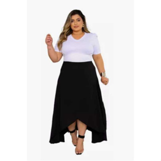 SAIA ENVELOPE PLUS SIZE COM AMARRAÇÃO MODA BLOGUEIRA ELEGANTE PRETA em Oferta na Shopee