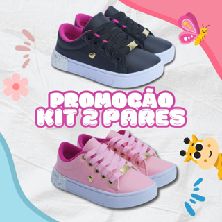 Kit 2 Pares Tênis Infantil Feminino Ultra Confortável Escolar Leve 25-36 Envio Rápido em Oferta na Shopee