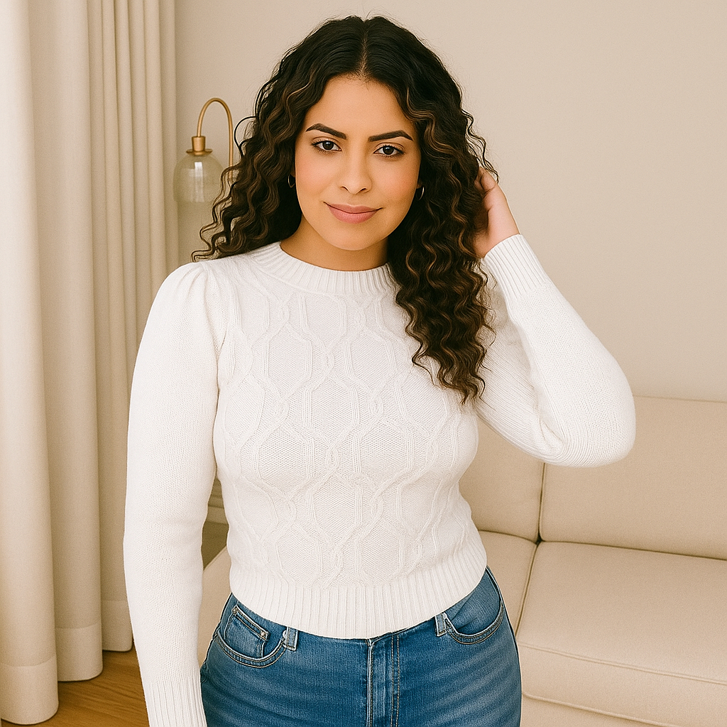 Blusa Tricot Modal Feminina Gola Redonda Manga Longa Texturizada Frio Inverno Quentinha Moda Outono Inverno