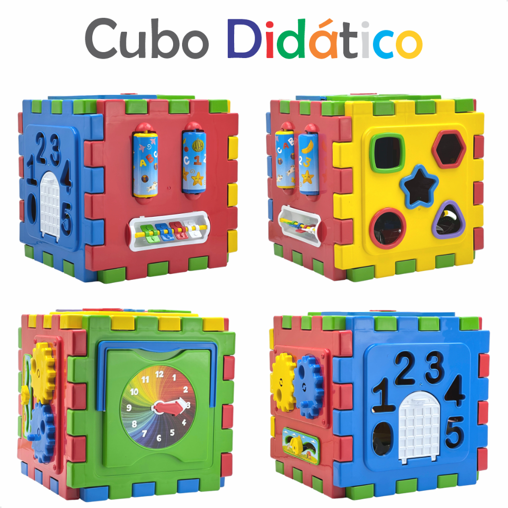 Brinquedos Educativos Brinquedo Didático Cubo Educativo Grande de Montar Tapete Encaixe