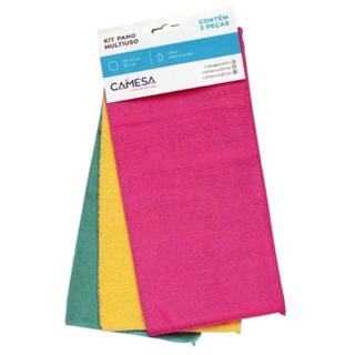 Kit Com 3 Pano Multiuso Camesa 30x30cm Sortido Para Limpeza em Oferta na Shopee