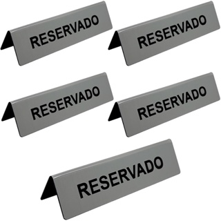 Placa Display Prisma De Mesa Identificação Reservado Hotel Restaurante Buffet Reunião Kit 5 Un Prata em Oferta na Shopee