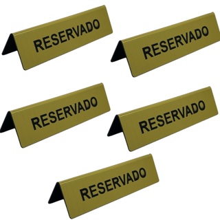 Placa Display Prisma De Mesa Identificação Reservado Hotel Restaurante Buffet Reunião 5 Un Dourado em Oferta na Shopee