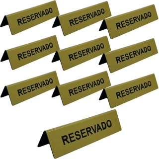 Placa Display Prisma De Mesa Identificação Reservado Hotel Restaurante Buffet Reunião 10 Und Dourado em Oferta na Shopee