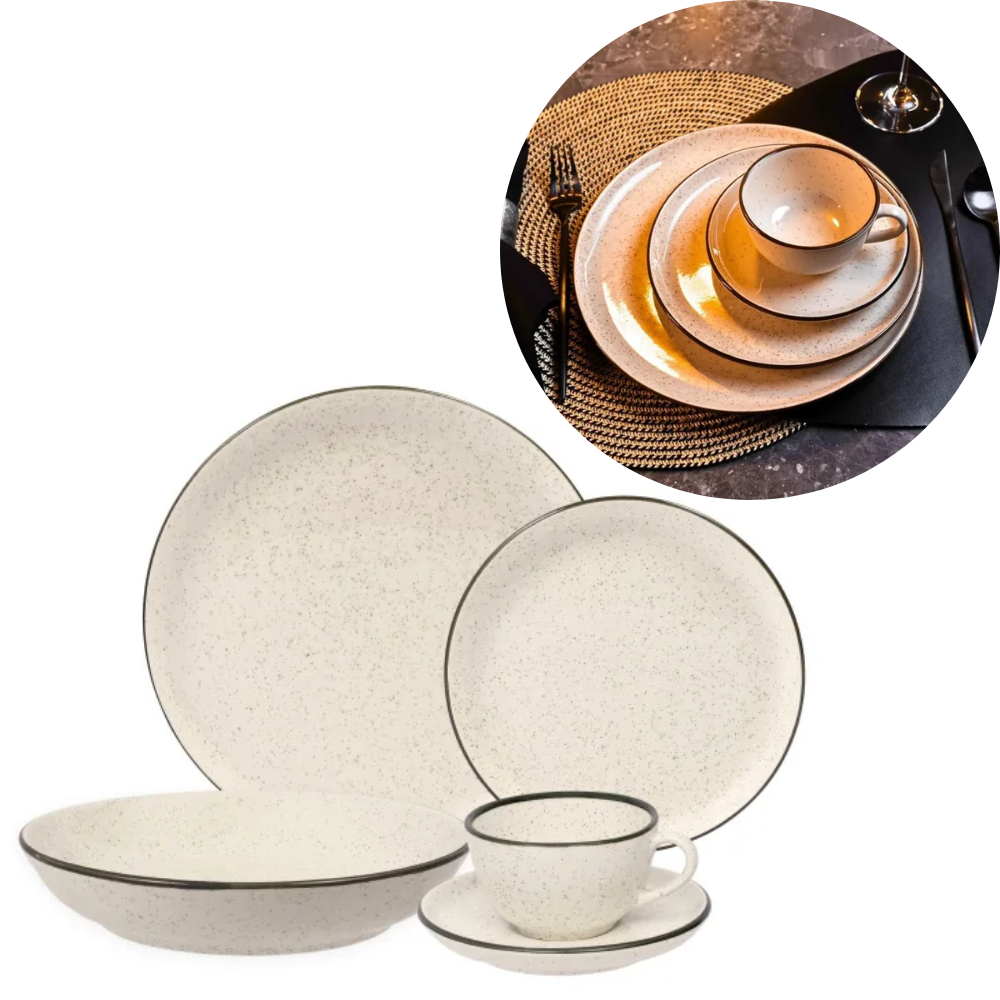 Aparelho De Jantar E Chá Cerâmica 20 Peças Flat Duna Oxford