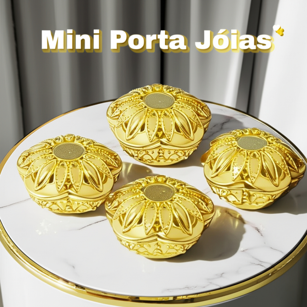 Mini Porta Joia Dourado Enfeite de Festa Redondo Lembrancinha