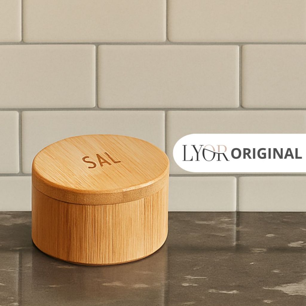 Saleiro De Mesa Redondo 9x6cm em Bambu - Lyor em Oferta na Shopee