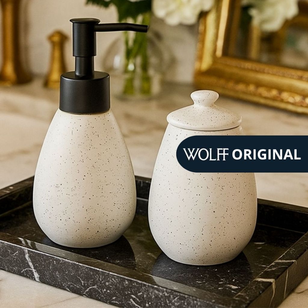 Cj P/ Banheiro de Cerâmica Granilite Branco 2 Pçs - Wolff 