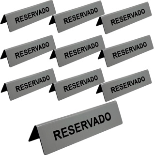 Placa Display Prisma De Mesa Identificação Reservado Hotel Restaurante Buffet Reunião Kit 10 Prata em Oferta na Shopee