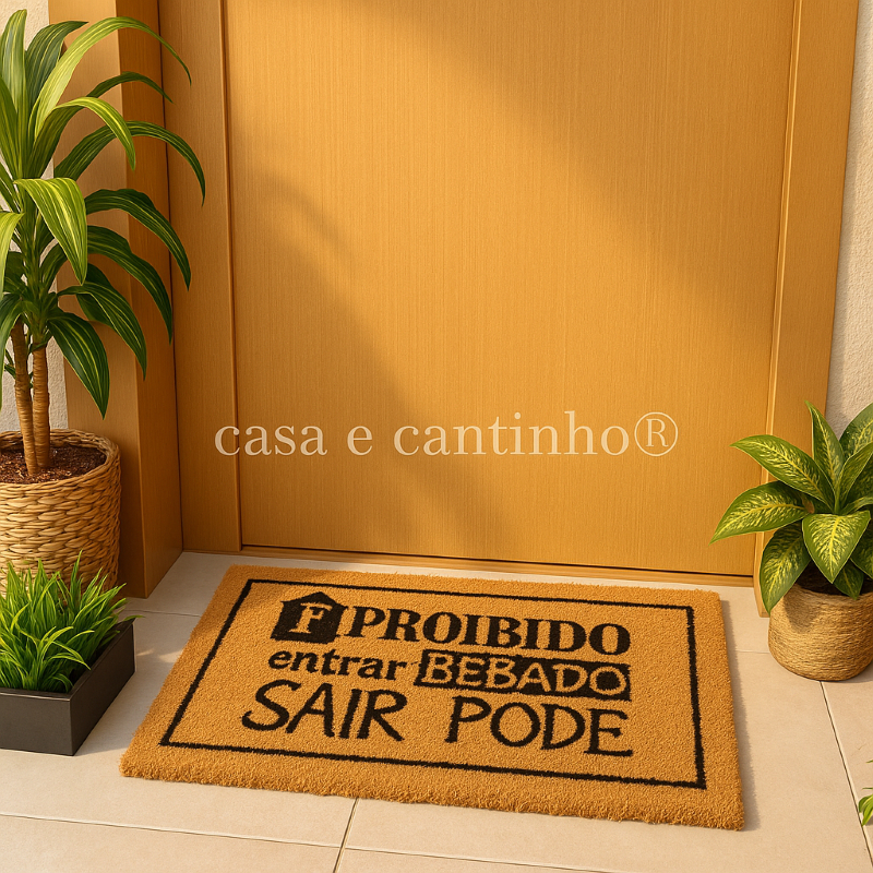 Tapete Capacho Entrada de Casa Borracha e Fibra de Coco Porta Churrasqueira Varanda Recepção