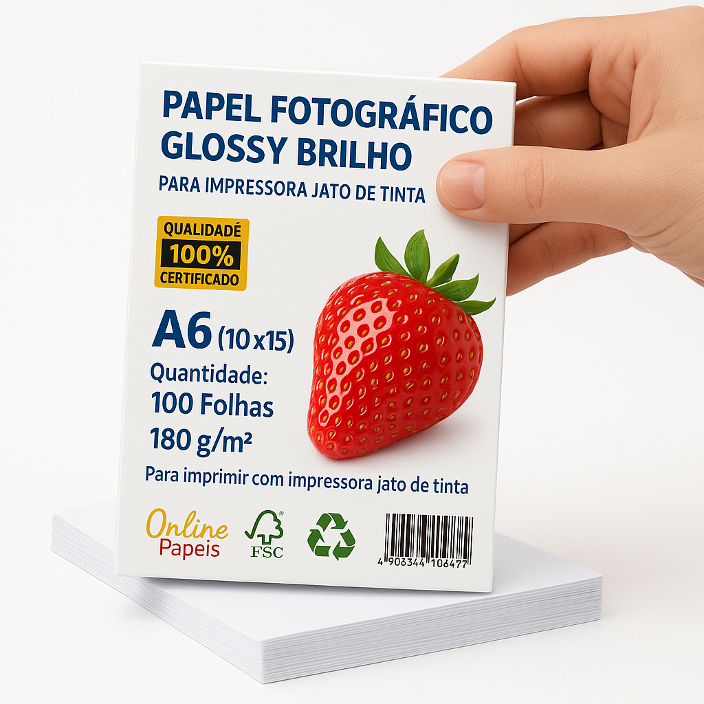 Papel Fotográfico 180G Tamanho 10x15 A6 Premium 100 Folhas em Oferta na Shopee