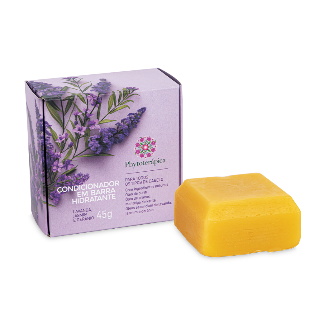 Phytoterápica Condicionador em Barra Vegano Lavanda, Jasmim e Gerânio 45g – Hidratação e Brilho