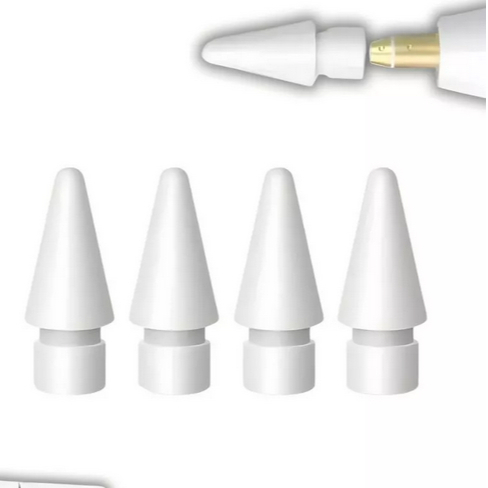 Kit 4 Ponta Extra Caneta Compatível com Apple Pencil 1ª E 2ª Geração padrão original