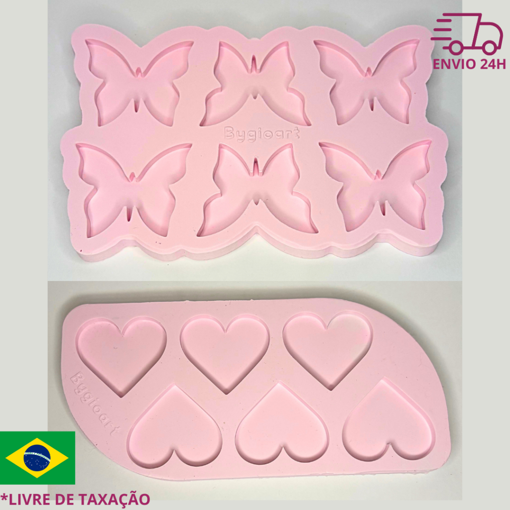 Molde de silicone coração borboleta chaveiro pingente artesanato resina epóxi decoração diy confeitaria bisquit em Oferta na Shopee