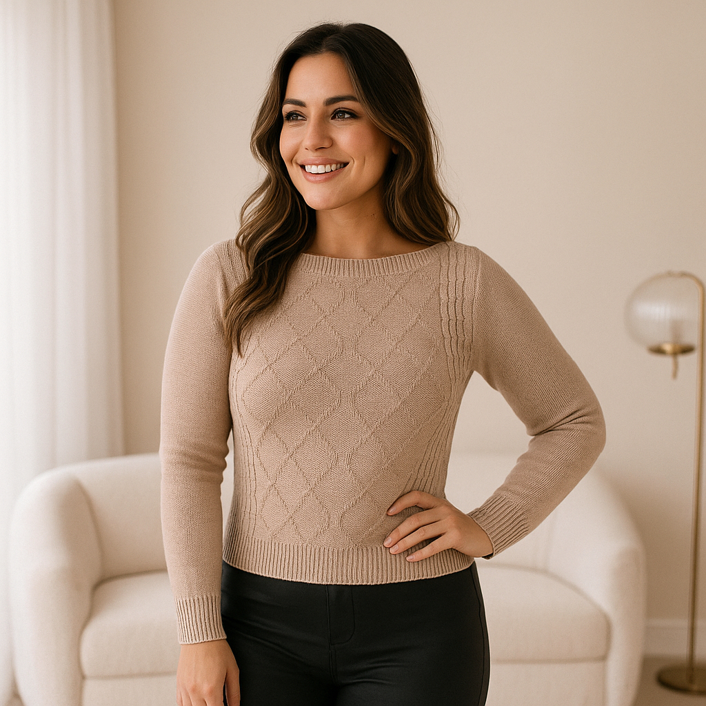 Blusa Frio Feminina Manga Longa Tricot Modal Quente Inverno Frio Elegante Moda Outono Inverno