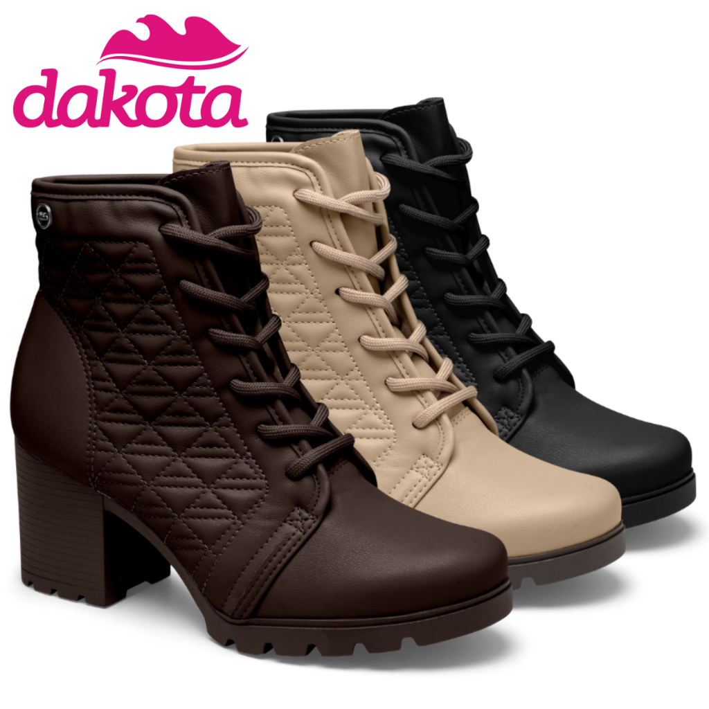 Bota Coturno Dakota Original salto bloco feminina dia a dia conforto tratorada confortavel