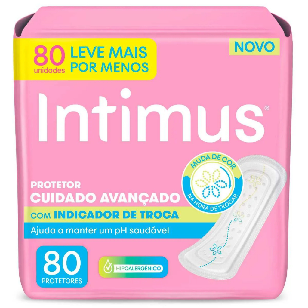 Protetor Diário Intimus Cuidado Avançado Sem Abas 80 Unidades em Oferta na Shopee