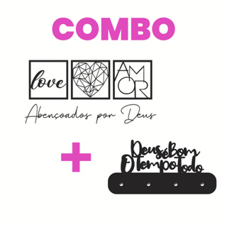 Combo (Kit Abençoados por Deus + Porta Chaves Deus é bom o tempo todo) feito em Mdf preto em Oferta na Shopee