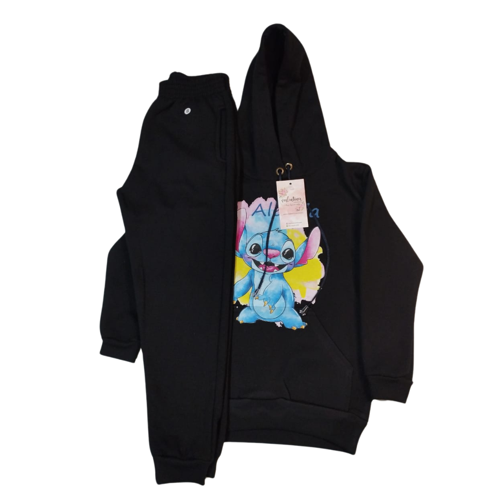 kit 2 Personalizado Conjunto Moletom Infantil Switch + Calça Estampado Inverno Com Capuz