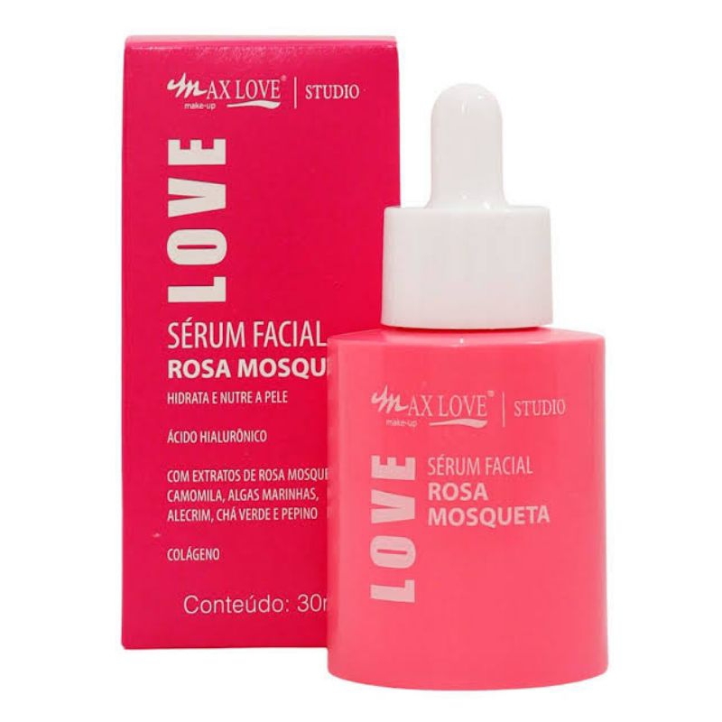 kit Sérum Facial Rosa Mosqueta Max Love Clareador 30 ml Lembrancinha dia Internacional da mulher